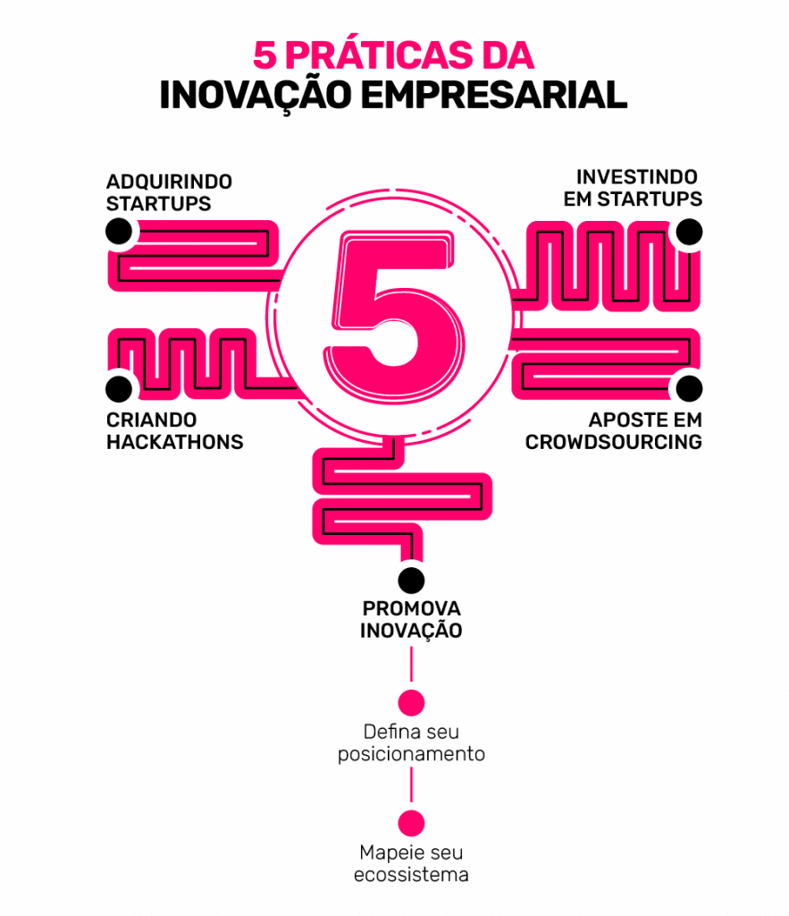 Infográfico 5 práticas da inovação empresarial.