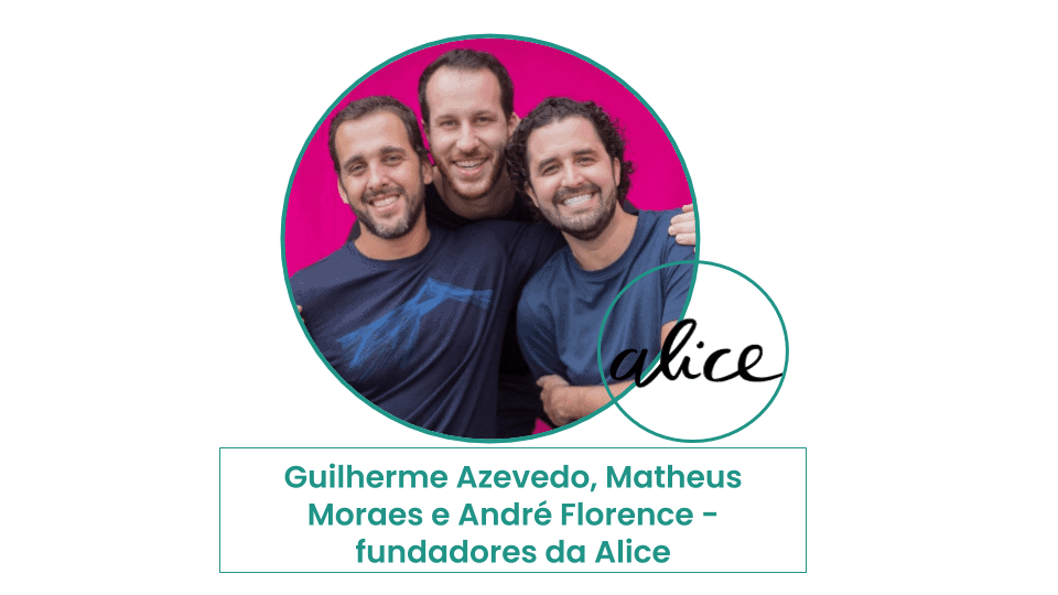 Imagem dos três fundadores da startups de saúde Alice